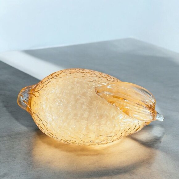 Hand Blown Cased On White Peach Pink Fruit Lime Paperweight Glass Hand Made VTG - Picture 1 of 13